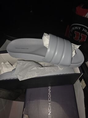 French Connection Men’s Light Gray Padded Slide Sandals